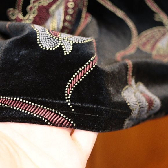 Vintage Jaipur Velour Metallic Butterfly Sparkle Long line Tunic Top LG - Picture 8 of 10